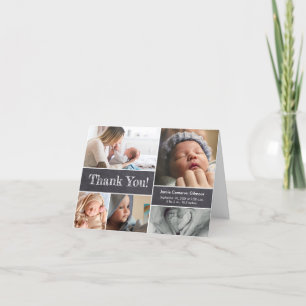 Carte De Remerciements Baby shower de collection photo Chalkboard moderne