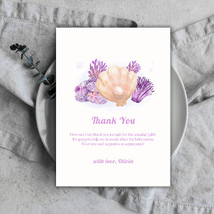 Carte De Remerciements Baby shower de coquillages de perles violets rusti
