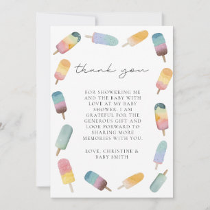 Carte De Remerciements Baby shower de couleur aquarelle Popsicle