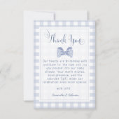 Carte De Remerciements Baby shower de cravate à arc bleu Little Man (Devant)