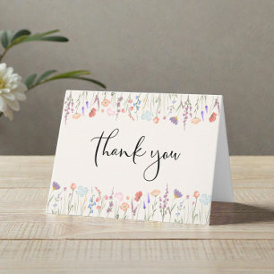 Carte De Remerciements Baby shower de crème d'aquarelle Boho Fleur sauvag
