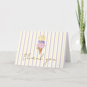 Carte De Remerciements Baby shower de crème glacée à rayures minimes