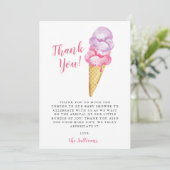 Carte De Remerciements Baby shower de crème glacée rose violet (Debout devant)