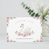 Carte De Remerciements Baby shower de cygne (Debout devant)
