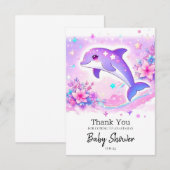 Carte De Remerciements Baby shower de dauphin blanc Pastel (Devant / Derrière)