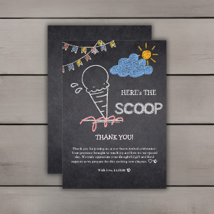 Carte De Remerciements Baby shower de dessin de la crème glacée Chalkboar