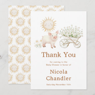 Carte De Remerciements Baby shower de ferme mignonne