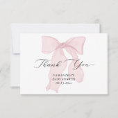 Carte De Remerciements Baby shower de fille à la cou rose (Devant)