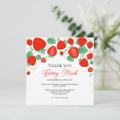 Carte De Remerciements Baby shower de fille aux fraises sucrées (Debout devant)