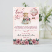 Carte De Remerciements Baby shower de fille de la petite princesse ours (Debout devant)