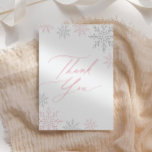 Carte De Remerciements Baby shower de fille d'hiver Pink Snowflake<br><div class="desc">Dites merci à vos amis et à votre famille d'avoir assisté à votre baby shower avec ce carte de remerciements à thème rose et argent.</div>