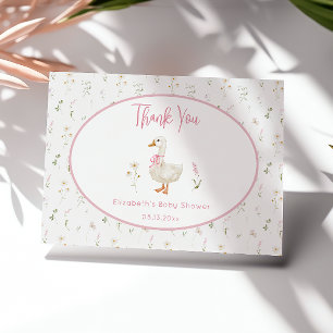 Carte De Remerciements Baby shower de fille Fleur sauvage d'oie stupide