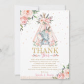 Carte De Remerciements Baby shower de filles tribales de Boho, fleurs d'é (Devant)