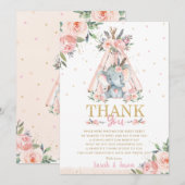 Carte De Remerciements Baby shower de filles tribales de Boho, fleurs d'é (Devant / Derrière)