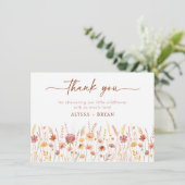 Carte De Remerciements Baby shower de Fleur sauvage Boho Terracotta (Debout devant)