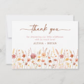 Carte De Remerciements Baby shower de Fleur sauvage Boho Terracotta (Devant)