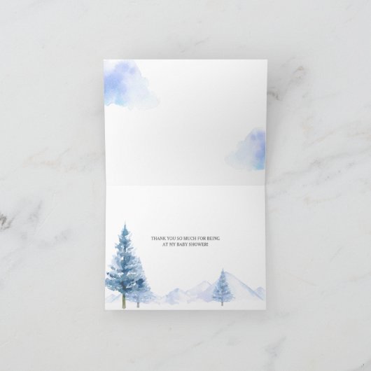 Carte De Remerciements BABY SHOWER de flocons de neige de l'ANIMAL ARCTIQ (Intérieur)