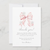 Carte De Remerciements Baby shower de flocons de neige rose Bow Winter (Devant)