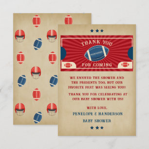 Carte De Remerciements Baby Shower de Football Rétro