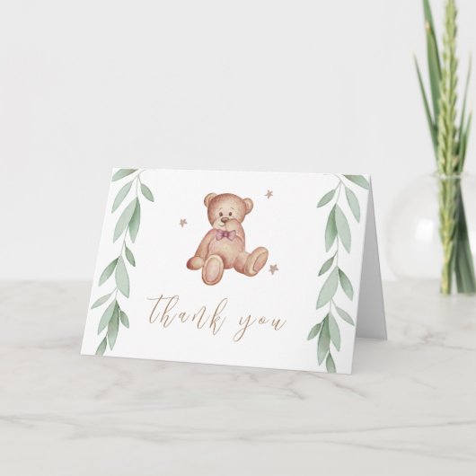Carte De Remerciements Baby shower de forêt d'ours de Boho (Devant)