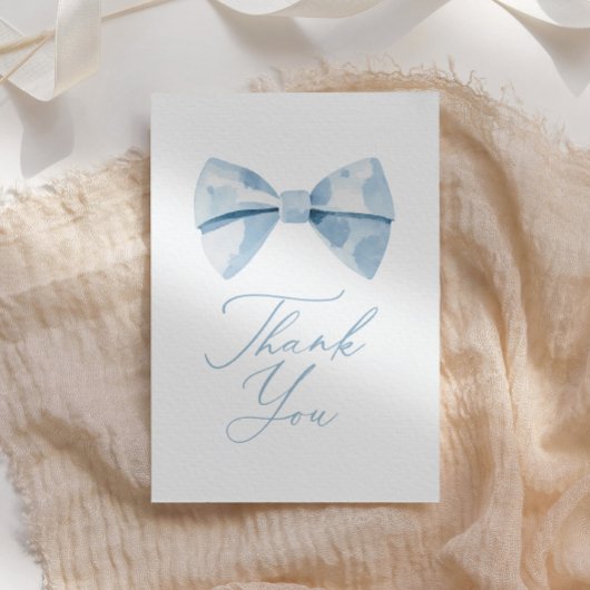 Carte De Remerciements Baby shower de garçon Blue Bowtie