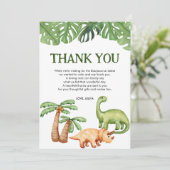 Carte De Remerciements Baby shower de garçon Dinosaure Tropical (Debout devant)