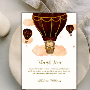 Carte De Remerciements Baby shower de garçon Lion Jungle Lion de Hot Air 