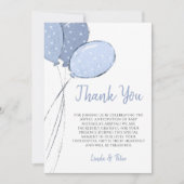 Carte De Remerciements Baby shower de garçon simple Bleu Ballons (Devant)
