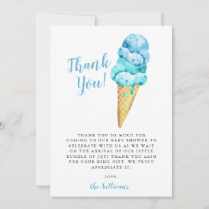 Carte De Remerciements Baby shower de glace bleu vert aquarelle