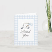 Carte De Remerciements Baby shower de golf Blue En vichy (Devant)