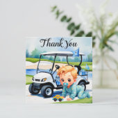 Carte De Remerciements Baby shower de golf thème garçon (Debout devant)