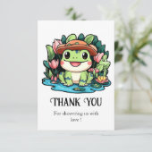 Carte De Remerciements Baby shower de grenouille (Debout devant)