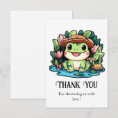 Carte De Remerciements Baby shower de grenouille (Devant / Derrière)