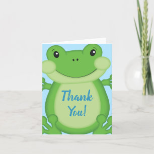 Carte De Remerciements Baby shower de grenouille bleu