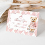 Carte De Remerciements Baby shower de Jacquard rose poitrine<br><div class="desc">Polo Teddy Bear Pink Jacquard Carte de remerciements Correspondance articles disponibles.</div>
