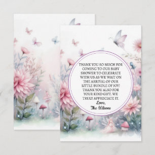 Carte De Remerciements Baby shower de jardin de fées