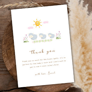Carte De Remerciements Baby shower de jardin floral minimal pour moutons
