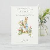 Carte De Remerciements Baby shower de jardin Peter Rabbit (Debout devant)