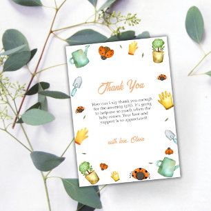 Carte De Remerciements Baby shower de jardin rustique Ladybug