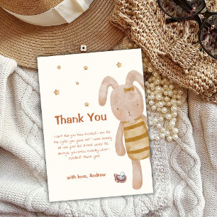 Carte De Remerciements Baby shower de jouet Boho Bunny minimaliste mignon