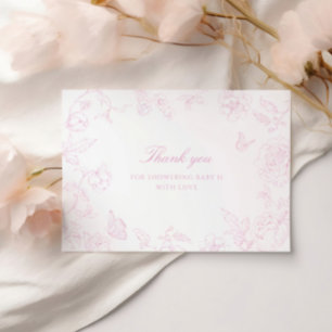 Carte De Remerciements Baby shower de la Chinoiserie Rose douce