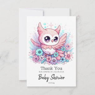 Carte De Remerciements Baby shower de la Chouette adorable du bois