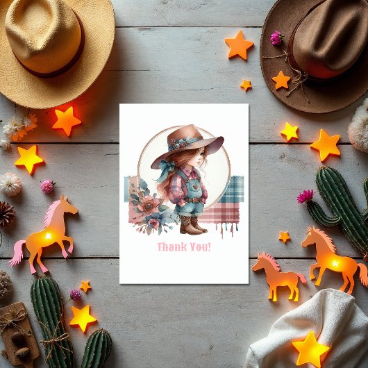 Carte De Remerciements Baby Shower de la Petite Cowgirl Rustique