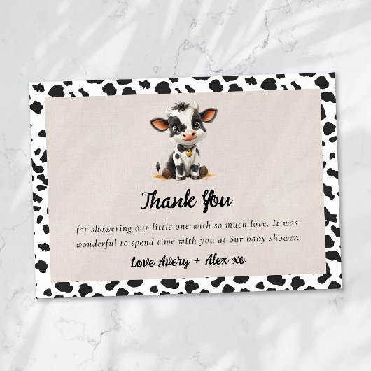 Carte De Remerciements Baby shower de la Vache Sainte