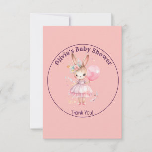 Carte De Remerciements Baby shower de lapin rose mignon