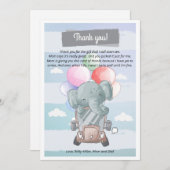 Carte De Remerciements baby shower de l'éléphant au volant (Devant / Derrière)