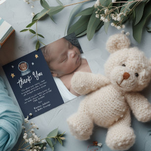 Carte De Remerciements Baby shower de l'espace animal boisé mignon