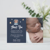 Carte De Remerciements Baby shower de l'espace animal boisé mignon (Debout devant)