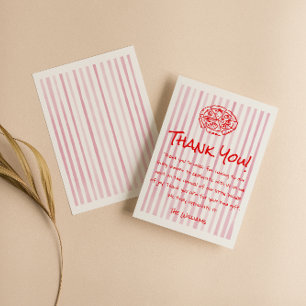 Carte De Remerciements Baby shower de livraison spécial Pizza Rouge tiré 