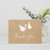 Carte De Remerciements Baby shower de livraison spéciale Rustic Kraft (Debout devant)